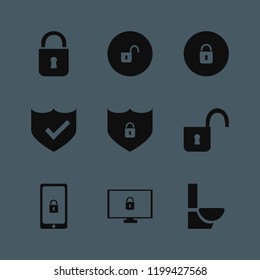 privacy icon. privacy vector icons set shield lock security, shield check, open lock and lock