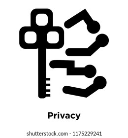 Privacy icon vector isolated on white background, logo concept of Privacy sign on transparent background, filled black symbol