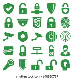 Privacy icons set. set of 25 privacy filled icons such as lock, opened lock, security camera, security camera, do not disturb, heart lock, censored woman, censored