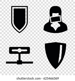 Privacy icons set. set of 4 privacy filled icons such as censored woman, shield