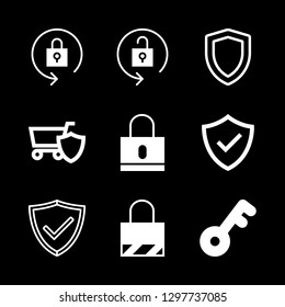 privacy icons set with locked, password key and secure shopping vector set