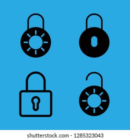privacy icons set with padlock, locked and unlocked vector set