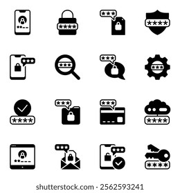 Privacy icons set. website, protect, user, secure, security, database, identity, policy, hacker, software, rule, guidance, server, important, personal, safe, search, tech, interface, shield