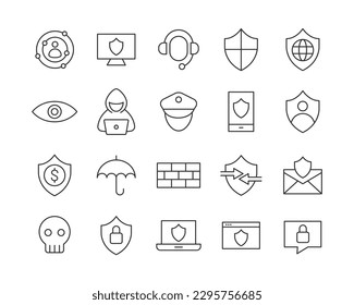 Privacy Icons - Vector Line. Editable Stroke.