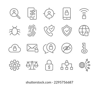 Privacy Icons - Vector Line. Editable Stroke.