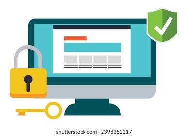 privacy icon,security shield with check mark and padlock. Security shield symbols. Vector illustration,Concept is data security Access .Shield on Computer Desktop or laptop protect sensitive data. 