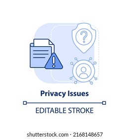 Privacy issues light blue concept icon. Personal information sharing. Maas issue abstract idea thin line illustration. Isolated outline drawing. Editable stroke. Arial, Myriad Pro-Bold fonts used