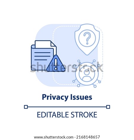 Privacy issues light blue concept icon. Personal information sharing. Maas issue abstract idea thin line illustration. Isolated outline drawing. Editable stroke. Arial, Myriad Pro-Bold fonts used