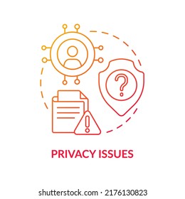 Privacy issues red gradient concept icon. Personal information sharing. User private data. Maas issue abstract idea thin line illustration. Isolated outline drawing. Myriad Pro-Bold font used