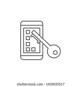 privacy, key, smartphone icon. Element of cyber crime icon. Thin line icon for website design and development, app development