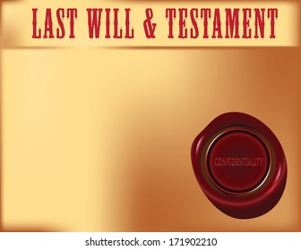 Privacy last will with wax seal. Vector illustration.