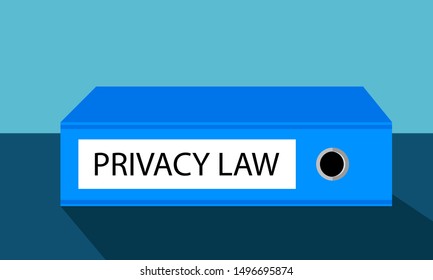privacy law, blue ring binder or folder, vector illustration 