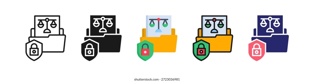 Ley de Privacidad Icono de Estilo Múltiple Conjunto de Colección..