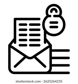 Privacy letter icon. Outline privacy letter vector icon for web design isolated on white background