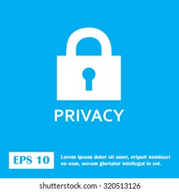 privacy lock icon, blue icon