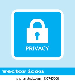 privacy lock icon, blue icon