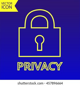 privacy lock icon, blue icon.