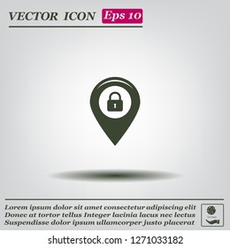 privacy lock icon, icon map pin.
