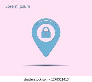 privacy lock icon, icon map pin.