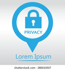 privacy lock icon, icon map pin.