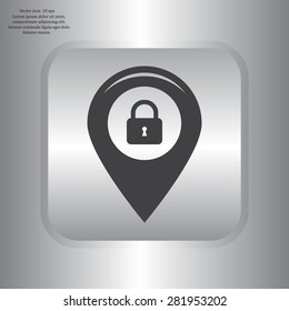 privacy lock icon, icon map pin.