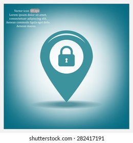privacy lock icon, icon map pin.