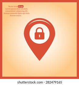 privacy lock icon, icon map pin.