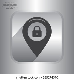 privacy lock icon, icon map pin.