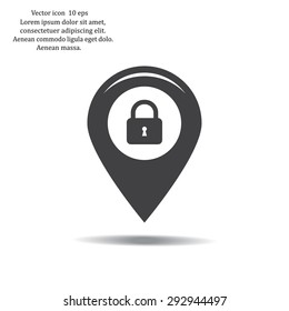 privacy lock icon, icon map pin.