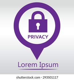 privacy lock icon, icon map pin.