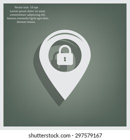 privacy lock icon, icon map pin.