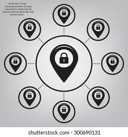 privacy lock icon, icon map pin.