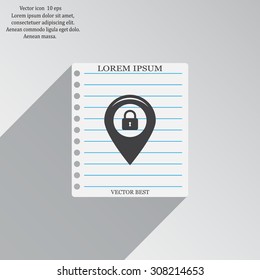 privacy lock icon, icon map pin.