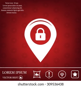 privacy lock icon, icon map pin.
