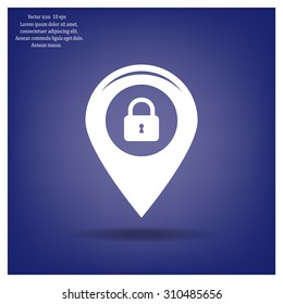 privacy lock icon, icon map pin.