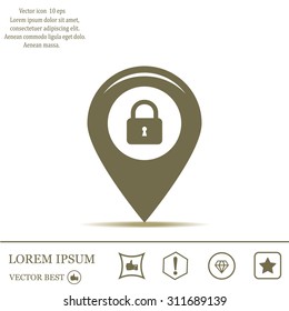 privacy lock icon, icon map pin.