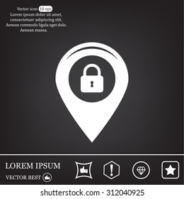 privacy lock icon, icon map pin.