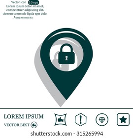 privacy lock icon, icon map pin.