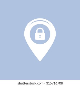 privacy lock icon, icon map pin.