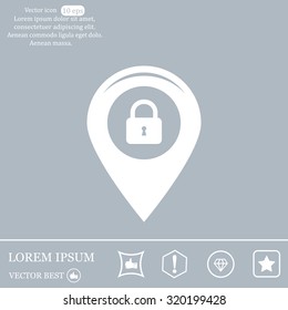 privacy lock icon, icon map pin.