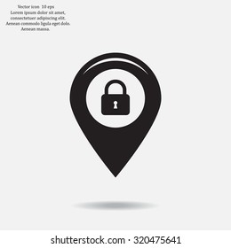 privacy lock icon, icon map pin.