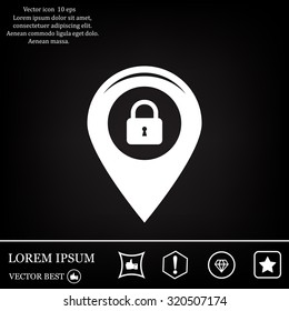 privacy lock icon, icon map pin.