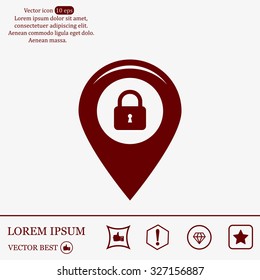 privacy lock icon, icon map pin.