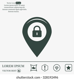 privacy lock icon, icon map pin.