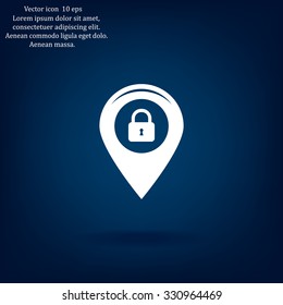 privacy lock icon, icon map pin.