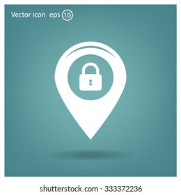 privacy lock icon, icon map pin.