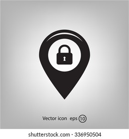 privacy lock icon, icon map pin.