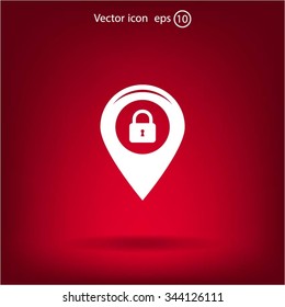 privacy lock icon, icon map pin.