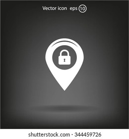 privacy lock icon, icon map pin.