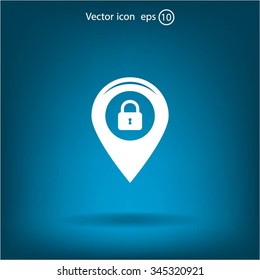 privacy lock icon, icon map pin.